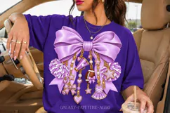 Lavender Cheer Bow PNG with Gold Star Charms Product Image 3