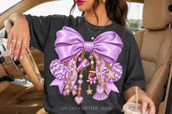 Lavender Cheer Bow PNG with Gold Star Charms Product Image 2