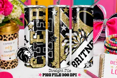 Gold Black Cheer Tumbler PNG | Glitter Straight Wrap Product Image 2