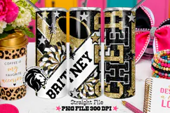 Gold Black Cheer Tumbler PNG | Glitter Straight Wrap Product Image 1