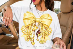 Pastel Yellow Cheer Bow PNG with Gold Charms Product Image 3