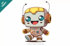 Cheerful cartoon robot. T-Shirt, PNG, SVG. Product Image 2