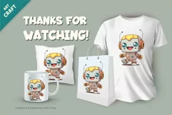 Cheerful cartoon robot. T-Shirt, PNG, SVG. Product Image 3
