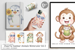 Cheerful Summer Animals Digital Paper Product Image 1