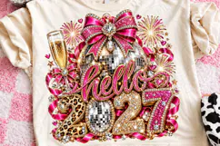 Cheers 2027 Pink Rhinestone Disco Ball New Year PNG Product Image 1