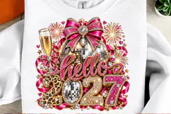 Cheers 2027 Pink Rhinestone Disco Ball New Year PNG Product Image 2
