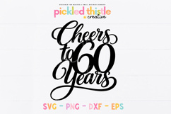 Modern script birthday cut file with thick smooth lines and flourishes, optimized for Cricut and Silhouette machines, perfect for 60th birthday party decor.