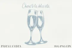 Italian Line Art Clipart | SVG & PNG |Mediterranean vibes Product Image 1