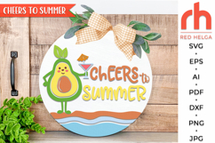 cheers to summer svg, avocado cocktail svg, avocado silhouette, beach hanger svg, avocado girl svg, welcome sign svg, summer door svg, round hanging sign svg, laser cut file, layered sign svg, seasonal sign dxf, porch sign svg, front sign svg