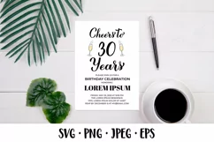Cheers to 30 Years SVG. 30th Birthday, Anniversary party Product Image 2