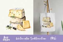 French Cheese and Wine Clipart 7 PNG Watercolor Graphics Product Image 5