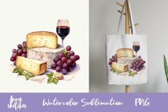French Cheese and Wine Clipart 7 PNG Watercolor Graphics Product Image 3