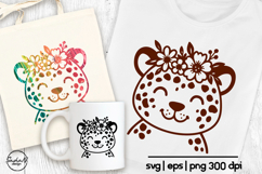 Cute cheetah svg, Animal flower svg, Kids svg Product Image 1