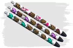 Cheetah Hearts Pen Wrap, Cheetah Pen Wrap, PNG JPG SVG Product Image 2