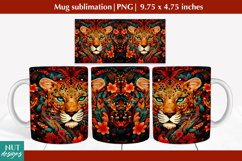 Cheetah mug sublimation with Floral Patterns, mug 15oz Product Image 1