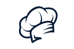 classic chef's toque rendered in bold navy blue outline Product Image 1