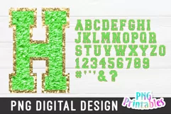 Chenille PNG Alphabet | Neon Green and Gold Alphabet Product Image 1