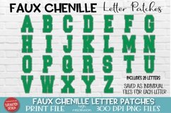 Faux Chenille Letter Patches Green and Silver Glitter for sublimation printing