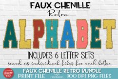 Retro colored chenille letters PNG files for sublimation printing