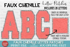 Faux Chenille Sublimation Alphabet in Coral and Silver