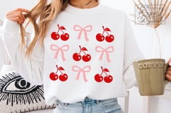 Coquette Cherry Bows SVG PNG - Valentine's Day SVG Cut File Product Image 1