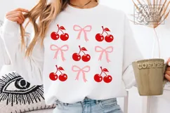 Coquette Cherry Bows SVG PNG - Valentine's Day SVG Cut File Product Image 1