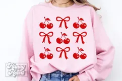 Coquette Cherry Bows SVG PNG - Valentine's Day SVG Cut File Product Image 4
