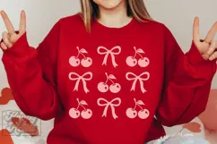 Coquette Cherry Bows SVG PNG - Valentine's Day SVG Cut File Product Image 5