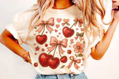 Boho Cherry Coquette Bow PNG, Cherries Bow PNG, Summer PNG Product Image 2