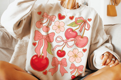 Boho Cherry Coquette Bow PNG, Cherries Bow PNG, Summer PNG Product Image 2