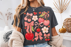 Boho Cherry Coquette Bow PNG, Cherries Bow PNG, Summer PNG Product Image 3