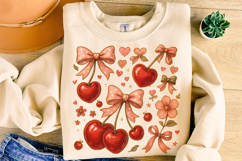 Boho Cherry Coquette Bow PNG, Cherries Bow PNG, Summer PNG Product Image 1