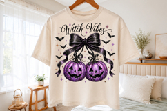 Cherries Pumpkin PNG,Fall Coquette Bow, Witchy Halloween Product Image 2