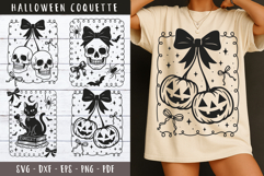 Cherries Pumpkin Sckull clipart Girly Halloween svg