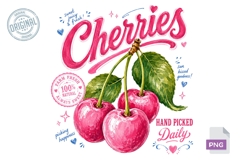 Cherries Sweet Summer Fruit Sublimation PNG Design Product Image 1