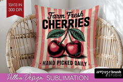 Cherry Vintage Fruit Pillow Sublimation Summer Pillow Cover Product Image 1