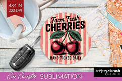 Cherry Vintage Fruit Car Coaster Summer Coaster PNG Product Image 1