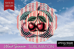 Cherry Vintage Fruit Wind Spinner Sublimation PNG Summer Product Image 1