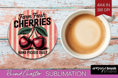 Cherry Vintage Fruit Round Coaster Summer Coaster PNG Product Image 1