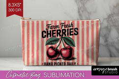 Cherry Vintage Fruit Cosmetic Bag Summer Makeup Bag PNG Product Image 1