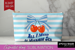 Cherry Nautical Cosmetic Bag Sea Quotes Makeup Bag PNG Product Image 1