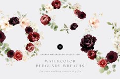 Burgundy Watercolor Wreaths Collection, Autumn Clipart Product Image 1