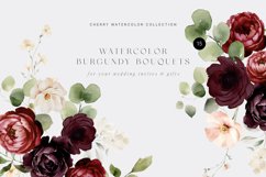 Burgundy Watercolor Bouquets Collection, Autumn Clipart Product Image 1