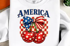 Cherry America Coquette Png, 4th of July Png Product Image 1