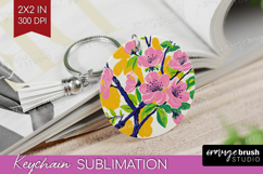 Cherry Blossom Modern Floral Keychain PNG Sping Flower Product Image 1