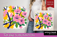 Cherry Blossom Modern Floral Tote Bag Sping Flower Tote Bag Product Image 1