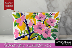 Cherry Blossom Modern Floral Cosmetic Bag Sping Flower Bag Product Image 1