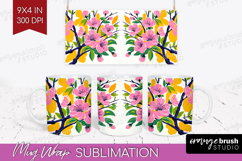 Cherry Blossom Modern Floral Mug Wrap Sping Flower Mug PNG Product Image 1