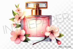 Perfume Bottle with Sakura Decor PNG Flower Clipart illust Product Image 1