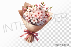 Lush Pink Sakura Bouquet PNG Flower Clipart Illust Product Image 1